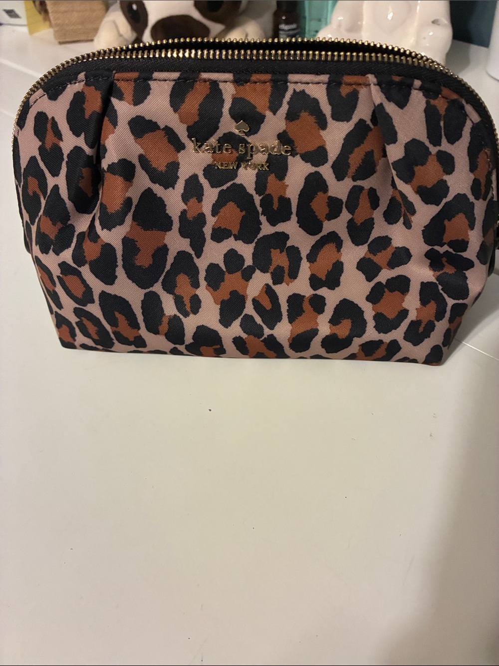 kate spade Leopard Print Cosmetic Pouch - Pink, Brown & Black
